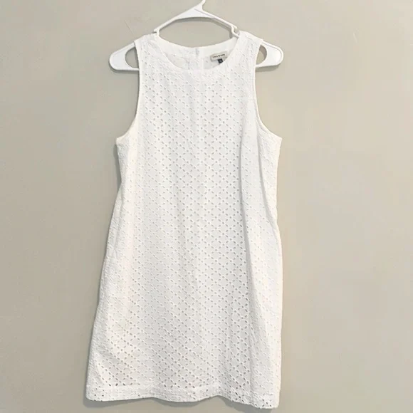 Court & Rowe White eyelet Sleeveless lined pocket summer dress women size 10 - Picture 3 of 6